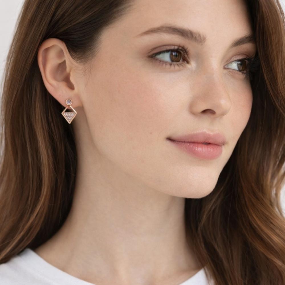 Geometric Diamond Stud Earrings