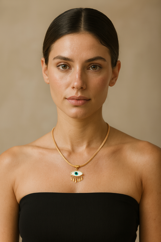 Beautiful Evil Eye Pendant Snake Rose Gold Necklace For Women