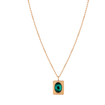 Oval Emerald Diamond Pendant Rose Gold Necklace For Women