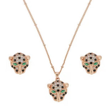 Leopard Face Earring and Necklace Set For Women