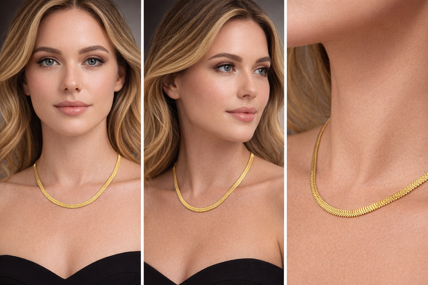 Gold Snake Necklace Chain For Women and Girls