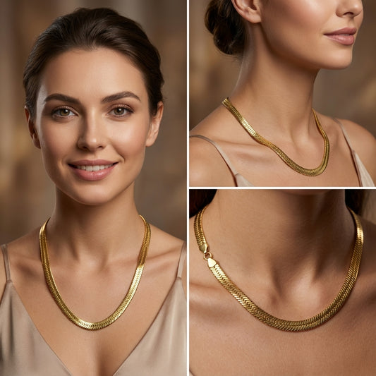 Gold Snake Necklace Chain For Women and Girls