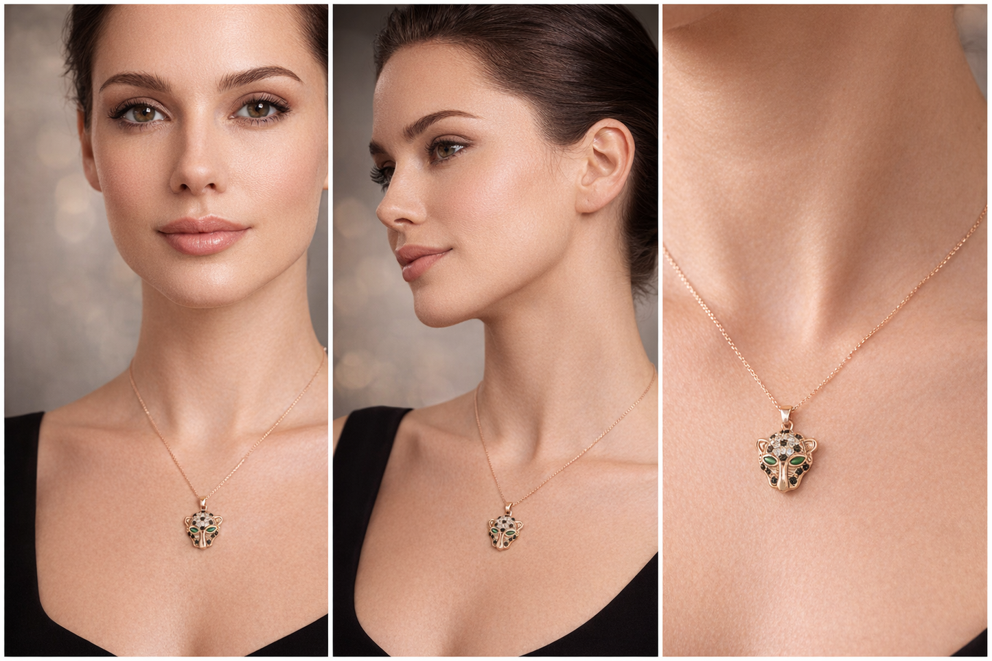 Leopard Face Earring and Necklace Set For Women